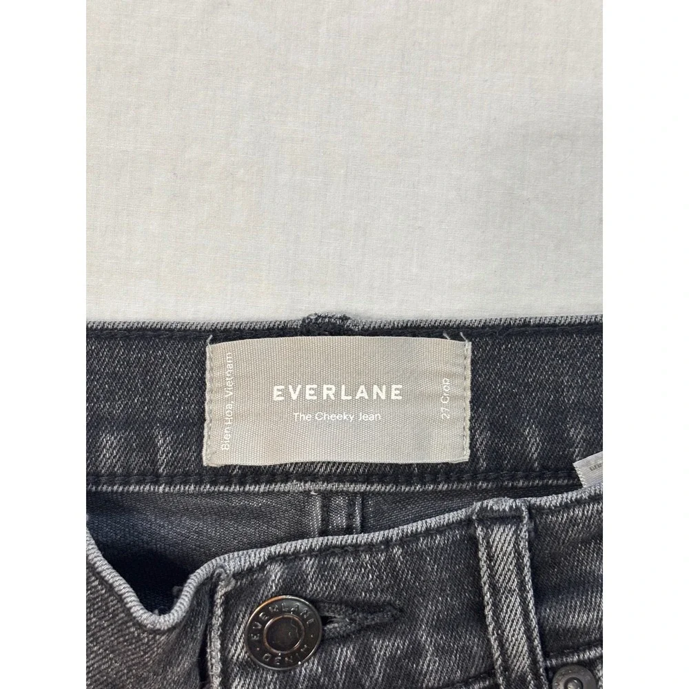 Everlane The Cheeky Jean Faded Black High Rise Straight Leg Crop Denim Size 27